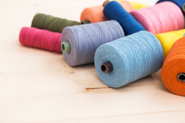 Free photo colorful threads on the table