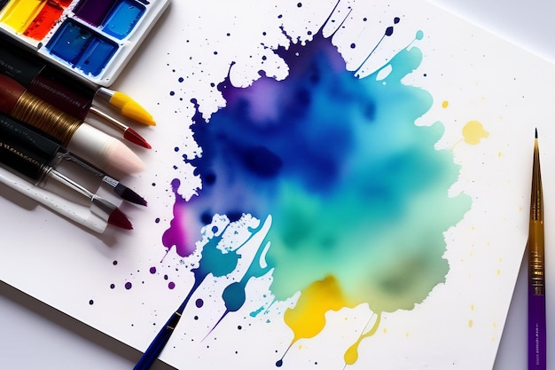 A colorful watercolor painting with a paintbrush and a paintbrush.