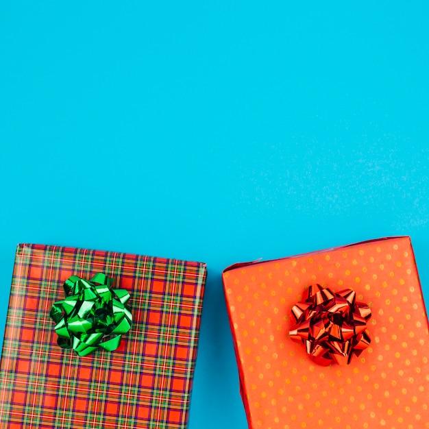 Free Photo colourful gift boxes with bows 