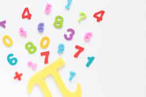 Free photo colourful math numbers and pi symbol