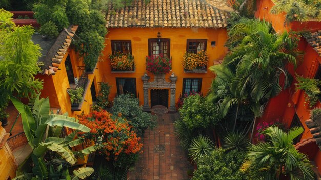 Free photo colourful mexican house