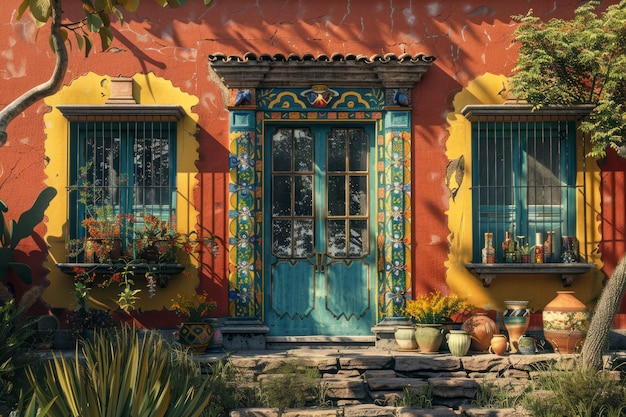 Free Photo colourful mexican house