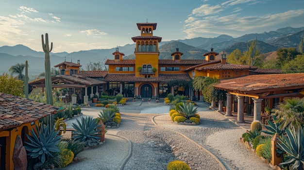 Free photo colourful mexican house