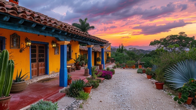 Free photo colourful mexican house