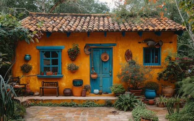 Free photo colourful mexican house