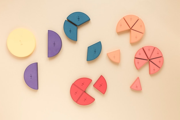 Free photo colourful statistical pie charts for science fractions