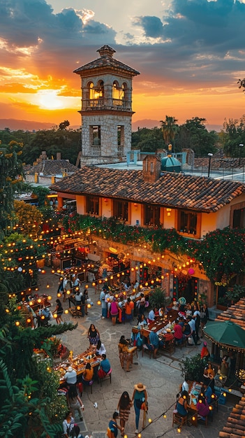 Colourful traditional mexican house