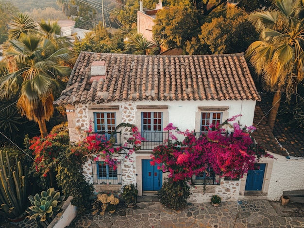 Free Photo colourful traditional mexican house