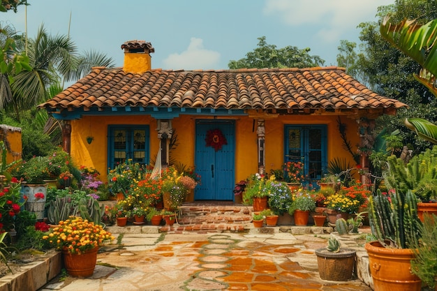 Free photo colourful traditional mexican house