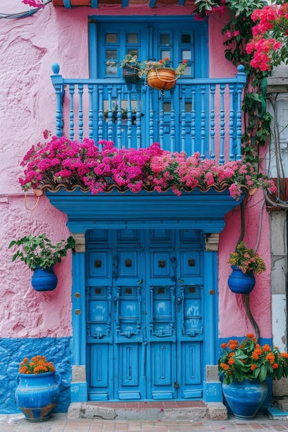 Free photo colourful traditional mexican house