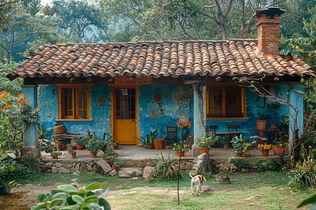 Free photo colourful traditional mexican house