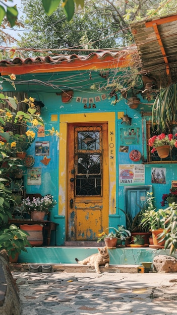 Free photo colourful traditional mexican house