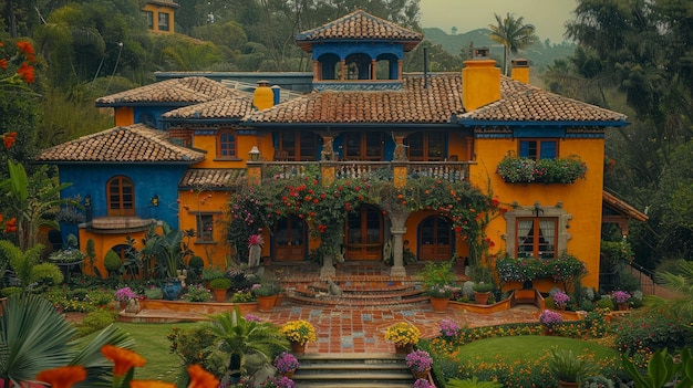 Free photo colourful traditional mexican house