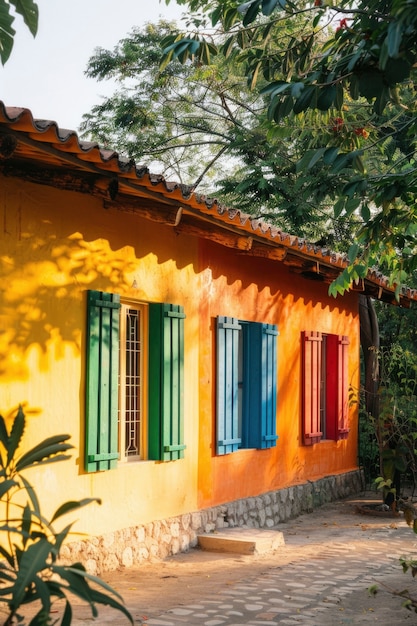 Free Photo colourful traditional mexican house