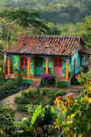 Free photo colourful traditional mexican house