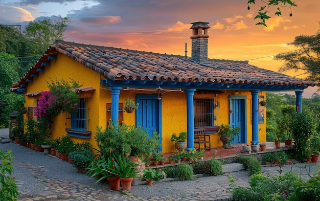 Colourful traditional mexican house