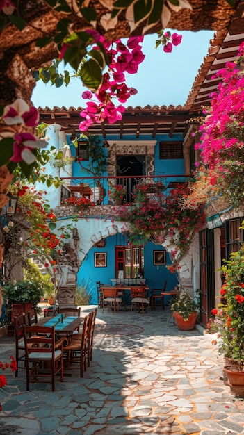 Colourful traditional mexican house