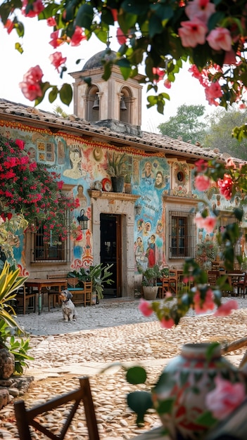 Free Photo colourful traditional mexican house