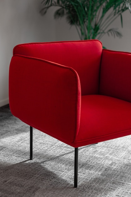 Comfortable red armchair in room