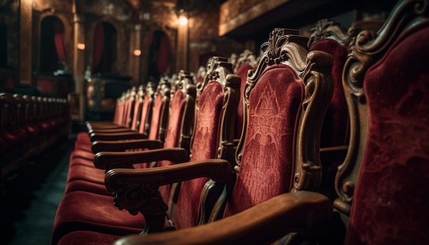 Free Photo comfortable velvet armchairs in a row empty auditorium generated by ai