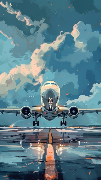 Free photo comic style airplane illustration