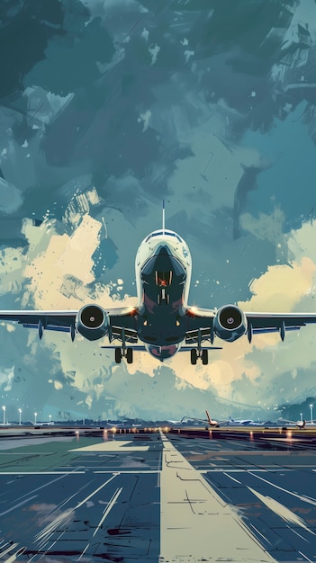 Free photo comic style airplane illustration