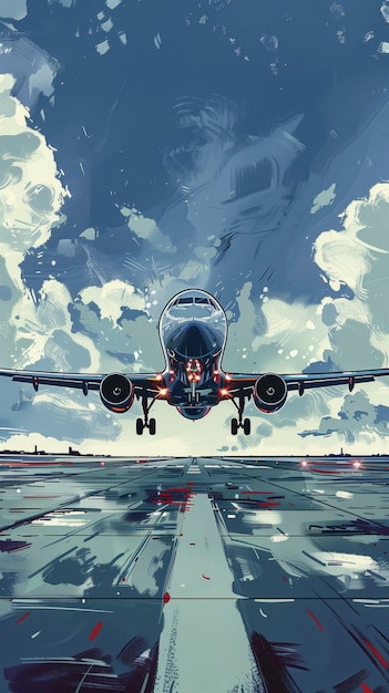 Free Photo comic style airplane illustration