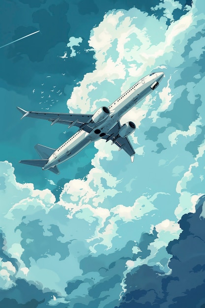 Free Photo comic style airplane illustration