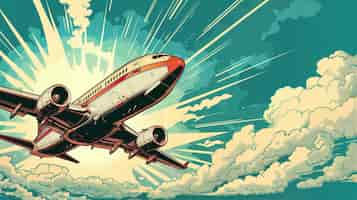 Free photo comic style airplane illustration