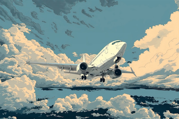 Free Photo comic style airplane illustration