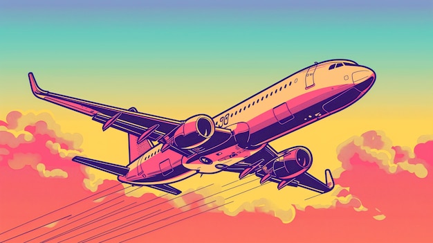 Free Photo comic style airplane illustration