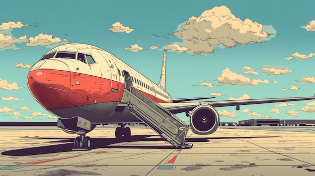 Free photo comic style airplane illustration