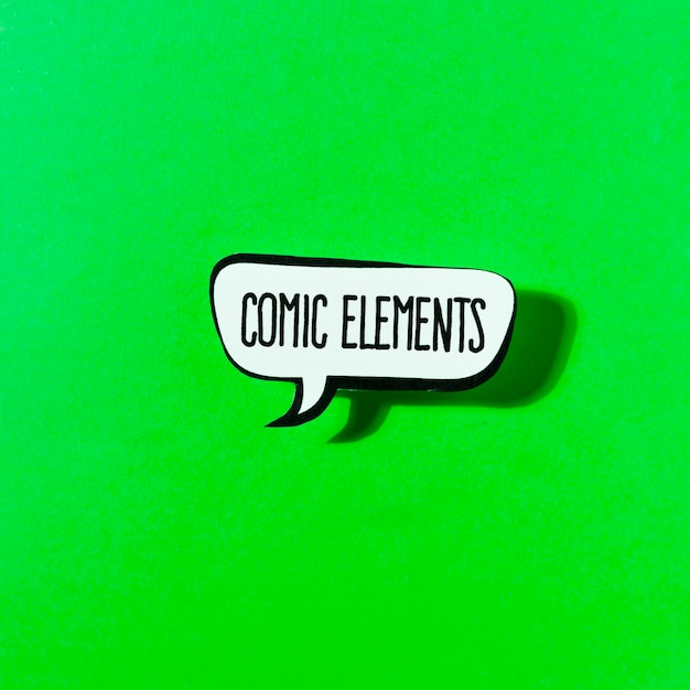 Comics elements speech bubble on green background