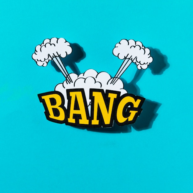 Free photo comics explosion abstract style with text bang on turquoise backdrop