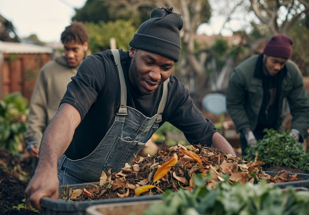 Community of people working together in agriculture to grow food