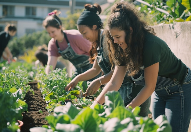 Free photo community of people working together in agriculture to grow food