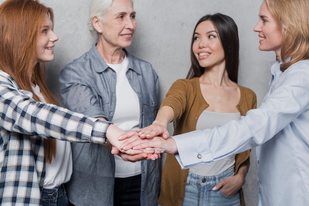 Community of women celebrating together