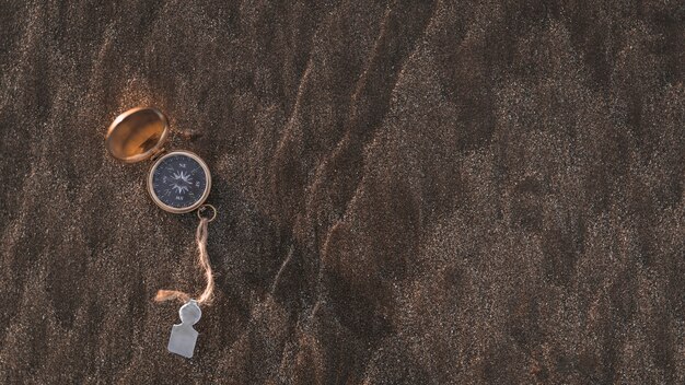 Compass on stony surface