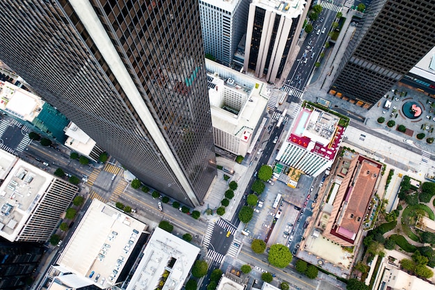 Complex aerial view of cityscape