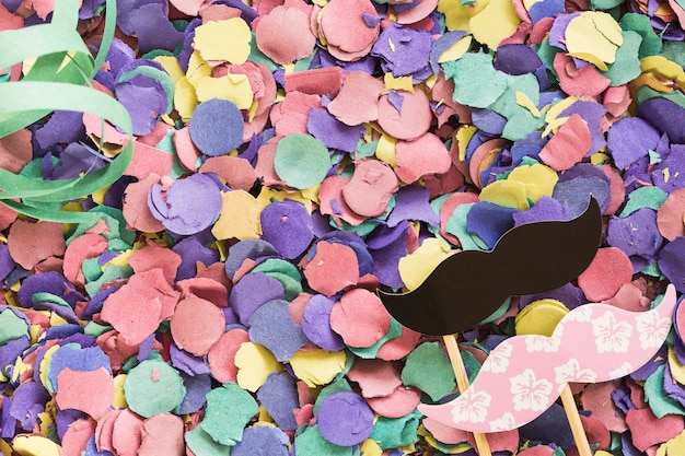 Free photo composed bright confetti with party decor