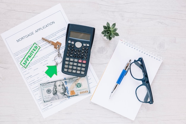 Free photo composed objects on desk of realtor