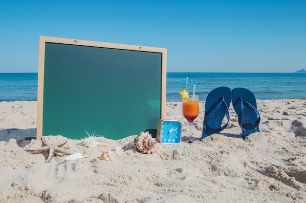 Free Photo composition on beach with items