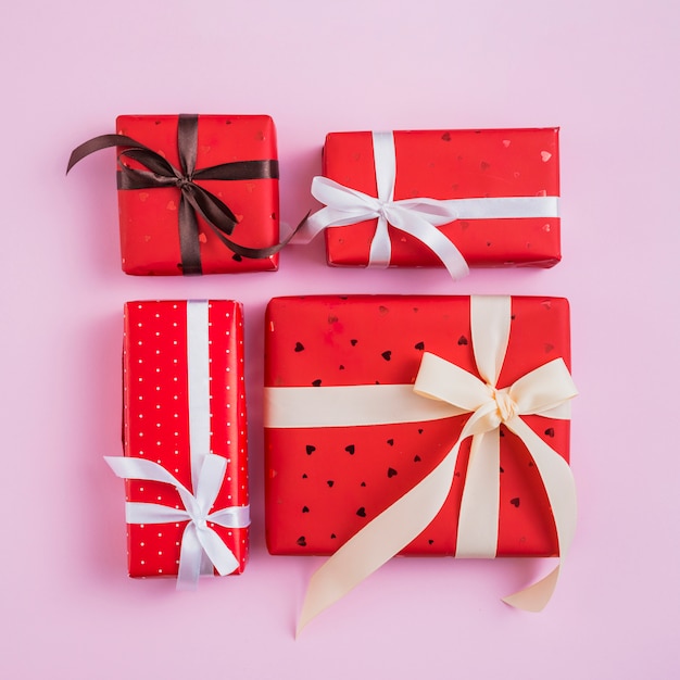 Composition of bright Valentine's Day gifts