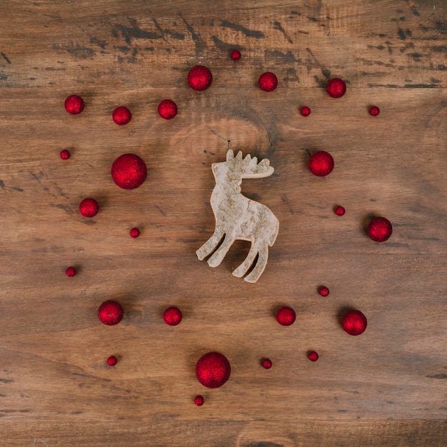 Free photo composition for christmas with reindeer and balls