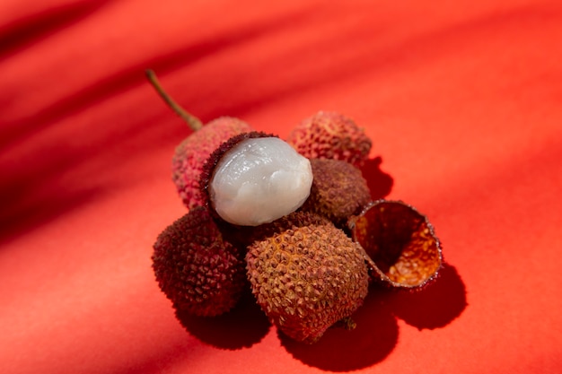 Free Photo composition of delicious exotic litchis