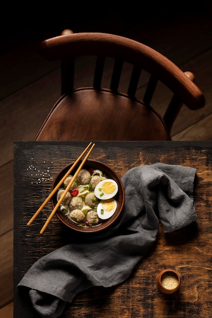 Free Photo composition of delicious indonesian bakso