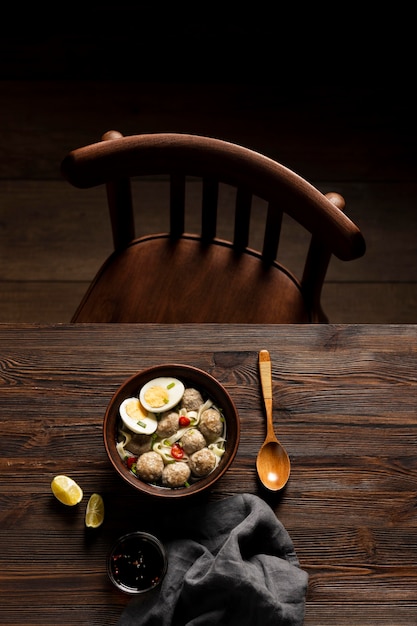 Free Photo composition of delicious indonesian bakso