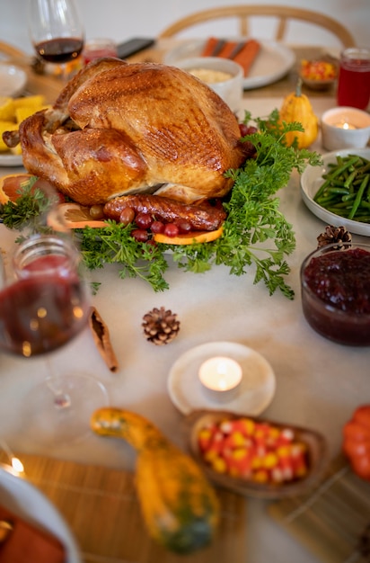 Free Photo composition of delicious thanksgiving day dinner