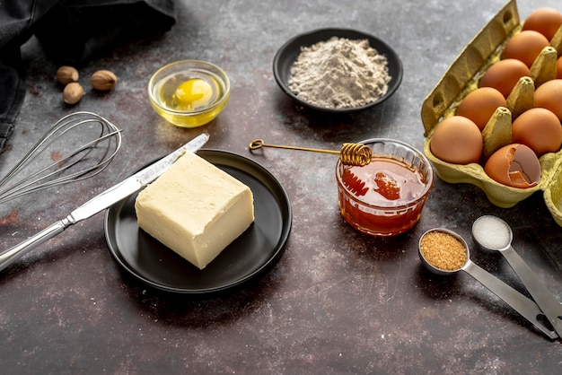 Free photo composition of different dessert ingredients