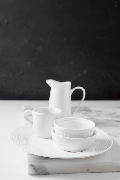 Composition of elegant tableware on the table